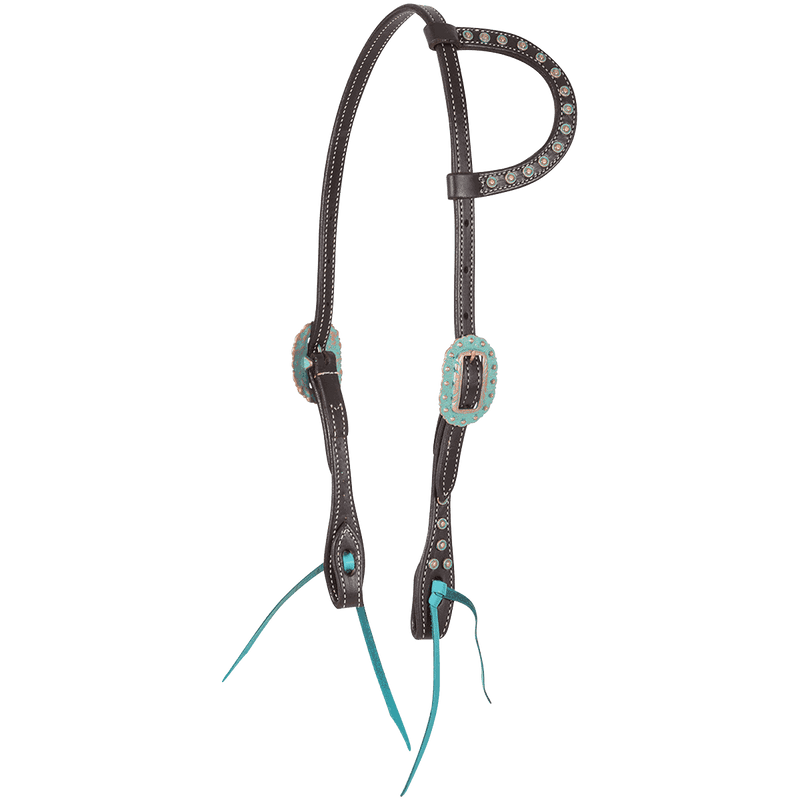 TKCR/HF19ATD Headstall 1 Ear Martin Choc/Antigue Turq