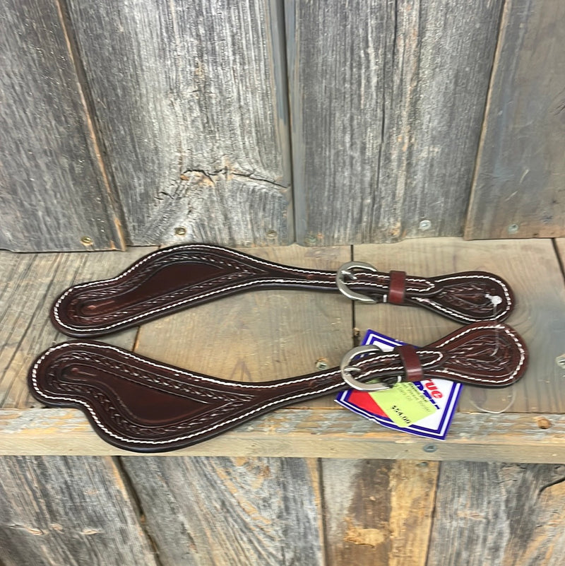 TKDZ2250-DKO Spur Straps Basket Weave Border Tooling Dark Oil