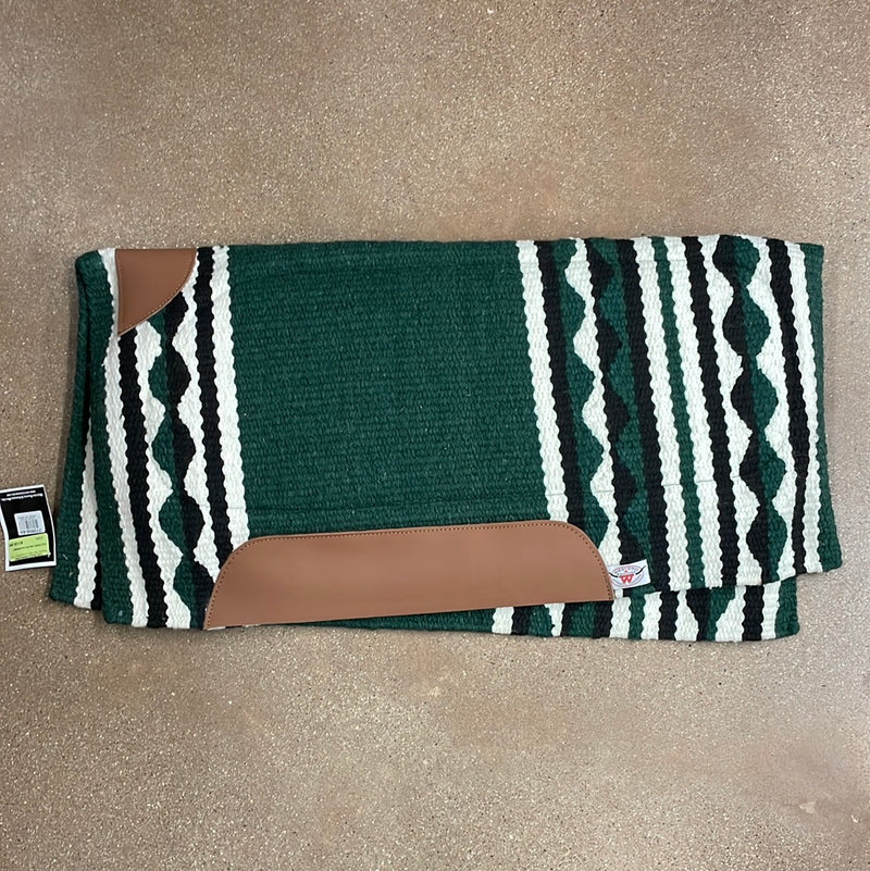 TK273950-36x34-GrnWhtBn Saddle Pad Felt Lining/Wool Top