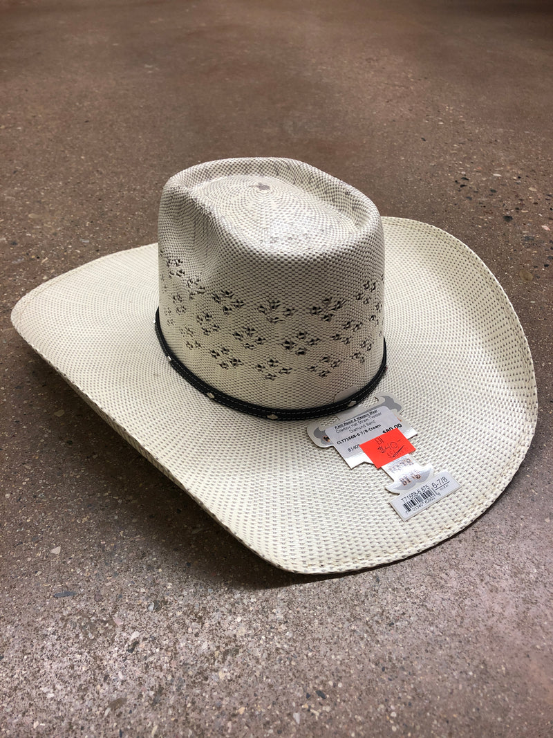 CLT71668-6 7/8-Cream Cowboy Hat Straw Twister Diamond Band