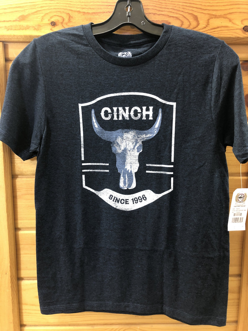 CLMTT7670105-XL-Blue T Shirt Boys Cinch Longhorn Logo