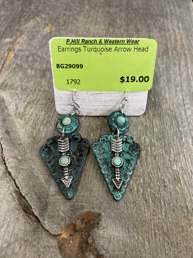 BG29099 Earrings Turquoise Arrow Head