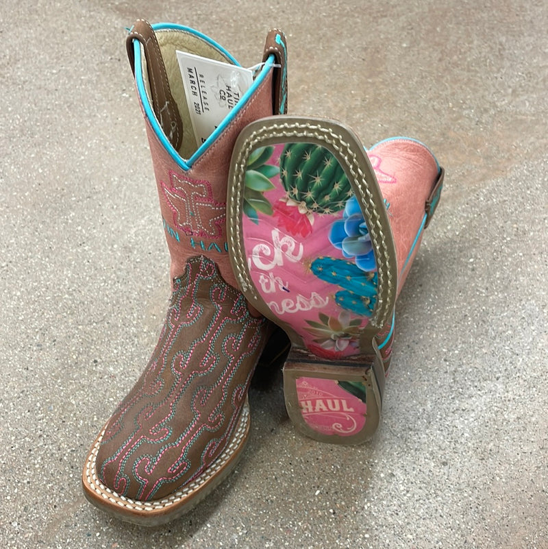 CL09-018-0200-0003-11-PinkCact Childrens Tin Haul Cowboy Boots