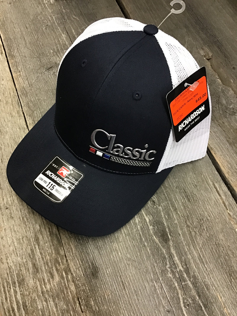 CLCR/CAPCR--Navy/Wht Ball Cap Classic Snap Back Poly Press Logo