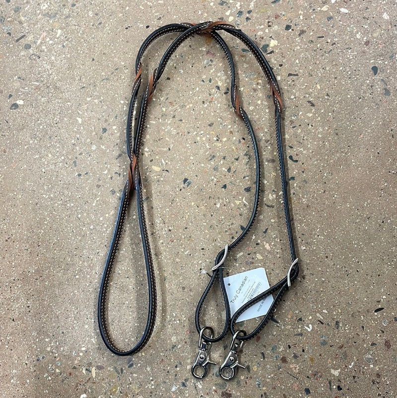 TKWR7070-DKO Roping Reins Twisted Knot w/ Scissor Snaps Dark Oil