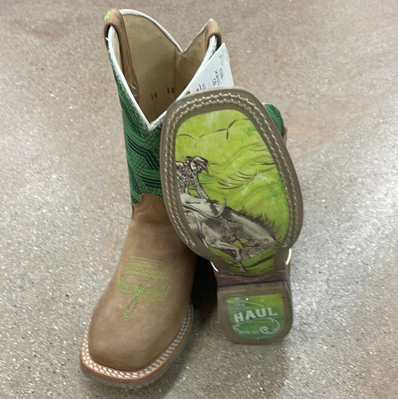 CL09-018-0200-0003-13-JohnDGrn Childrens Tin Haul Cowboy Boots