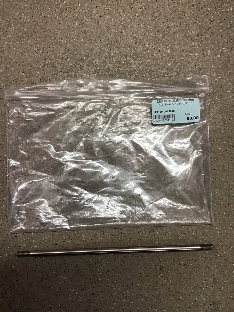 LE2B-BFVRSS-08 S.S. Float Rod Arm-1/4"x8"