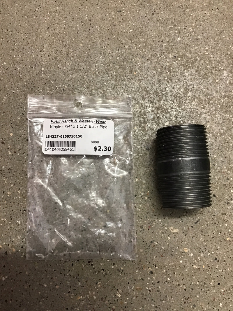 LE4327-0100750150 Nipple - 3/4" x 1 1/2" Black Pipe