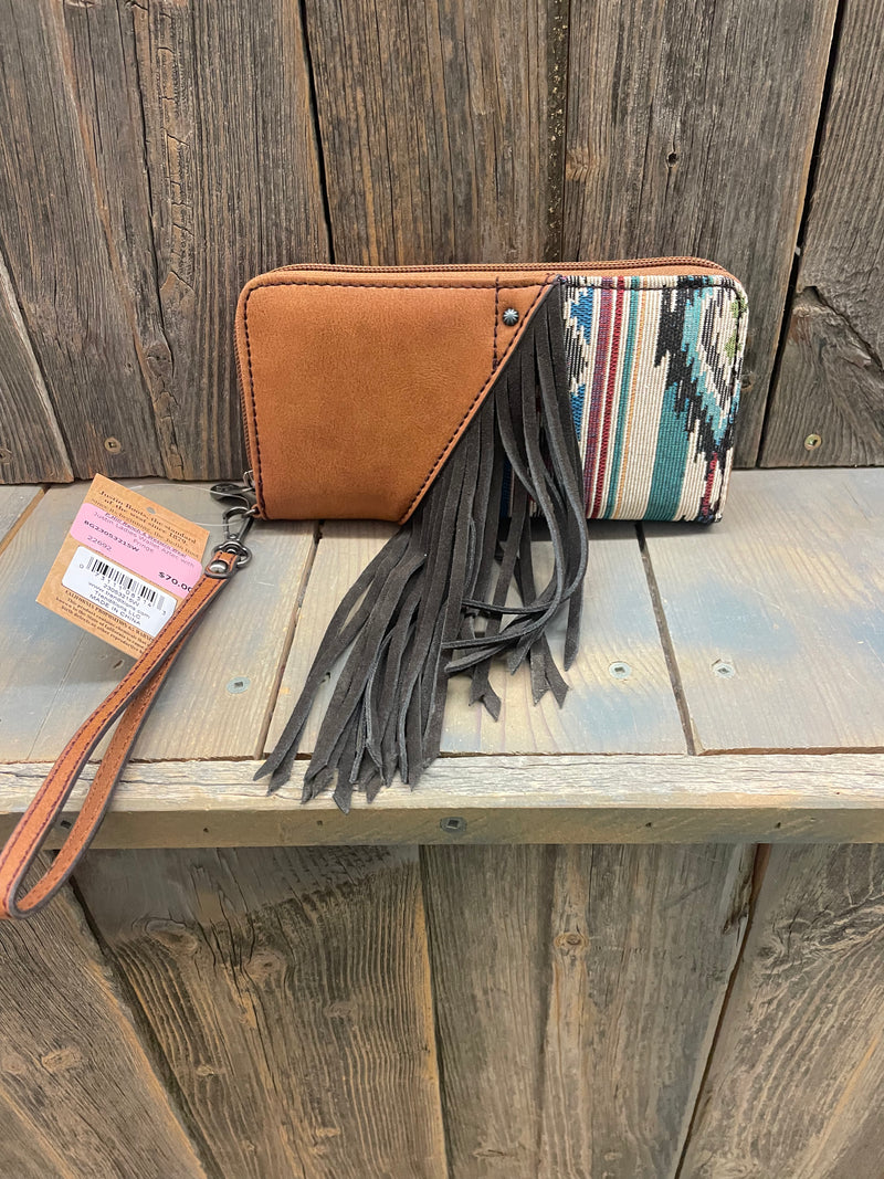 BG23035215W Justin Ladies Wallet Aztec with Fringe