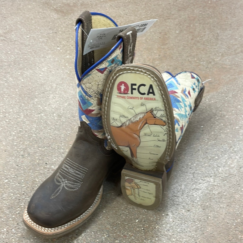 CL09-018-0200-0003-13-CrmBluRd Childrens Tin Haul Cowboy Boots