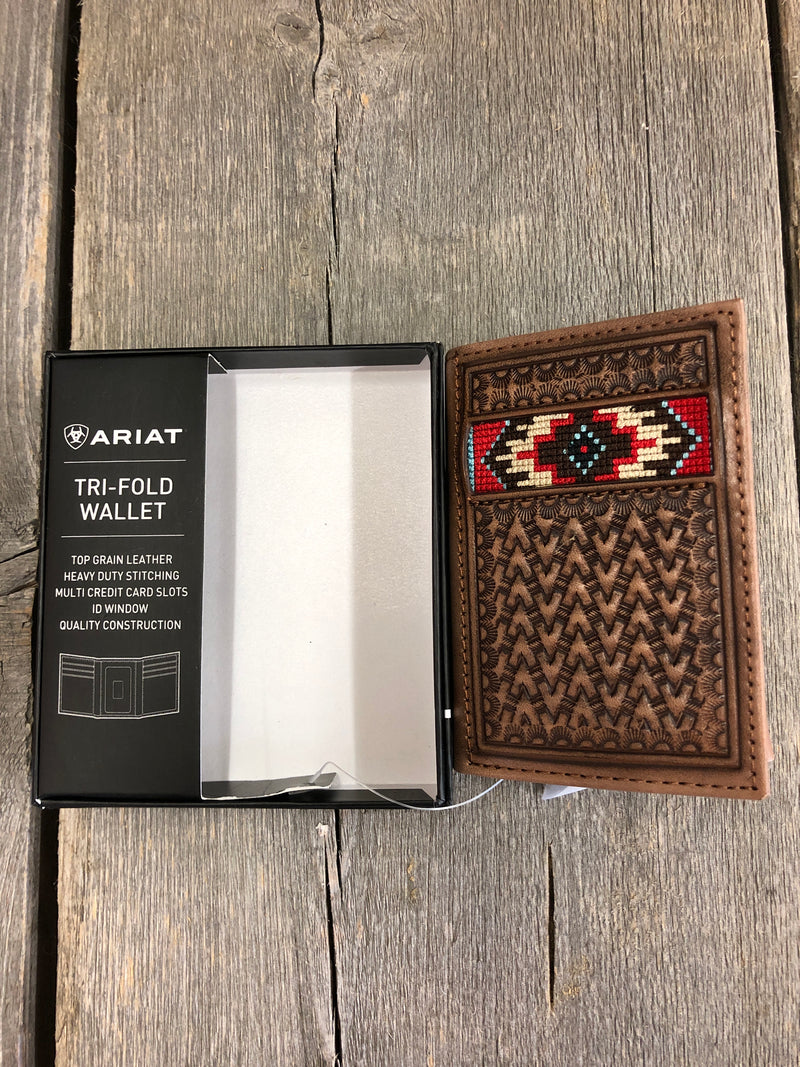 BGA543508 Wallet-Ariat Tri- Fold - Multi Emb Inlay/Tan