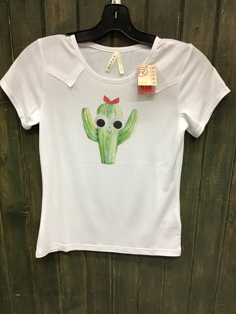 CL03-009-0513-2077-L-White Girls Roper Jersey Tee  Cactus