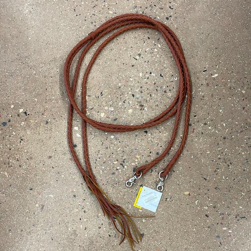 TKWR7001-DKO Split Reins Rolled Leather w/ Horse Hair & Scissor Snaps