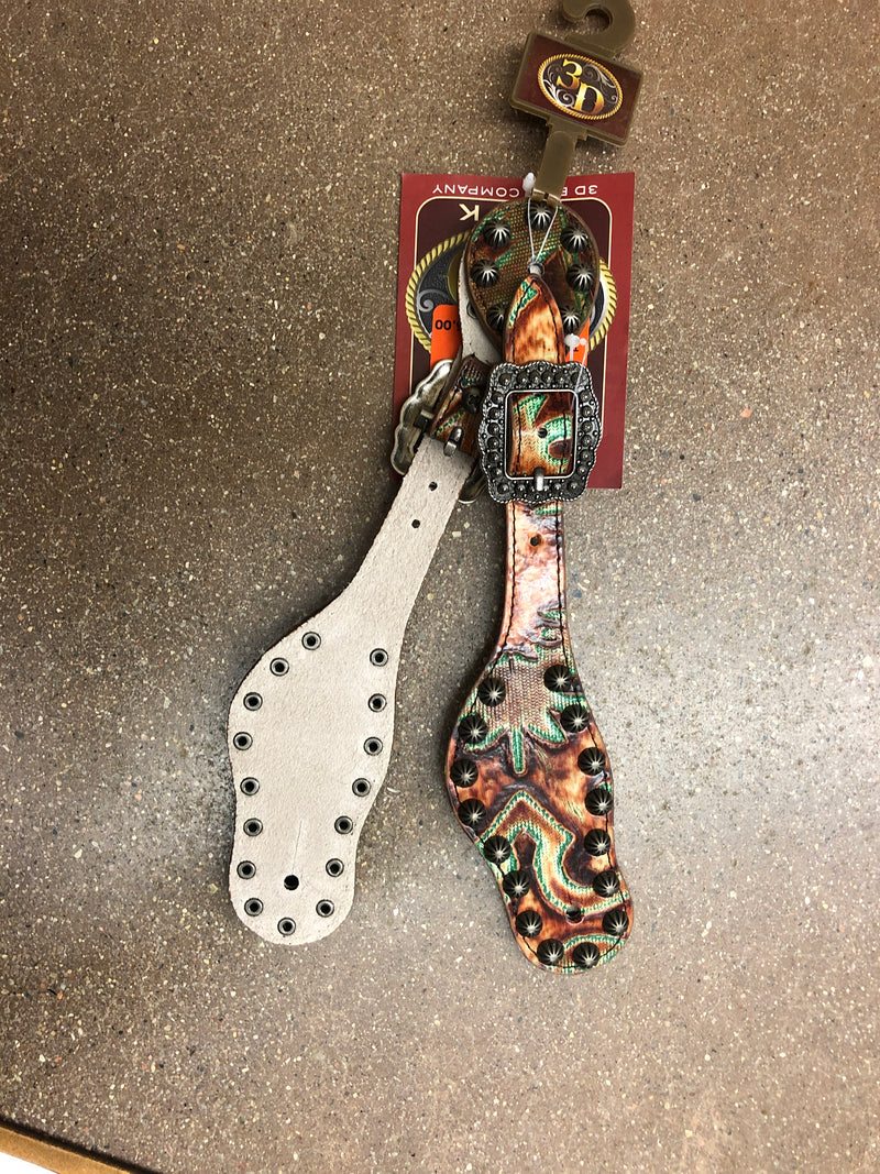 TKDSS3710 Spur Straps TQ/Brown Embossed