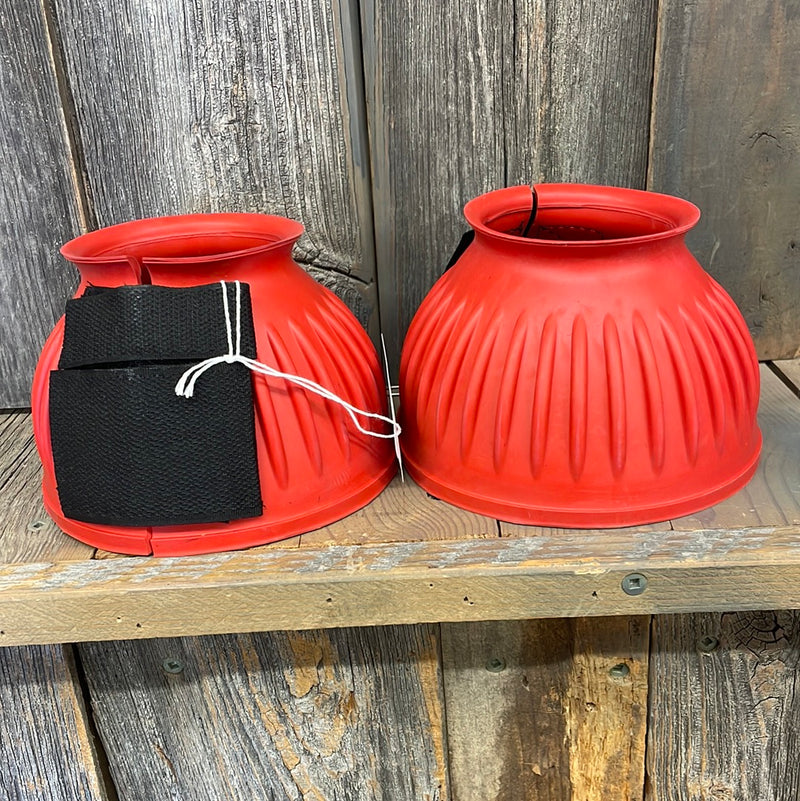 TKSS3027-M-Red Rubber Bell Boots Pair w/ Velcro