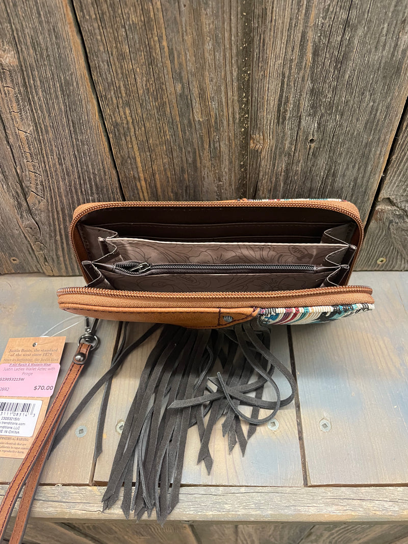 BG23035215W Justin Ladies Wallet Aztec with Fringe