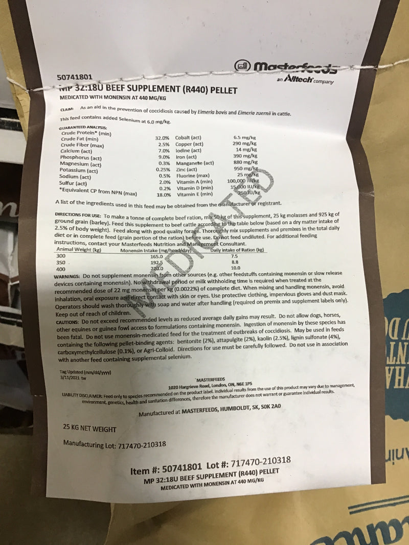 FS32-18GROW 32-18U Beef Grower/Finisher Supp Rum 25kg/Bag