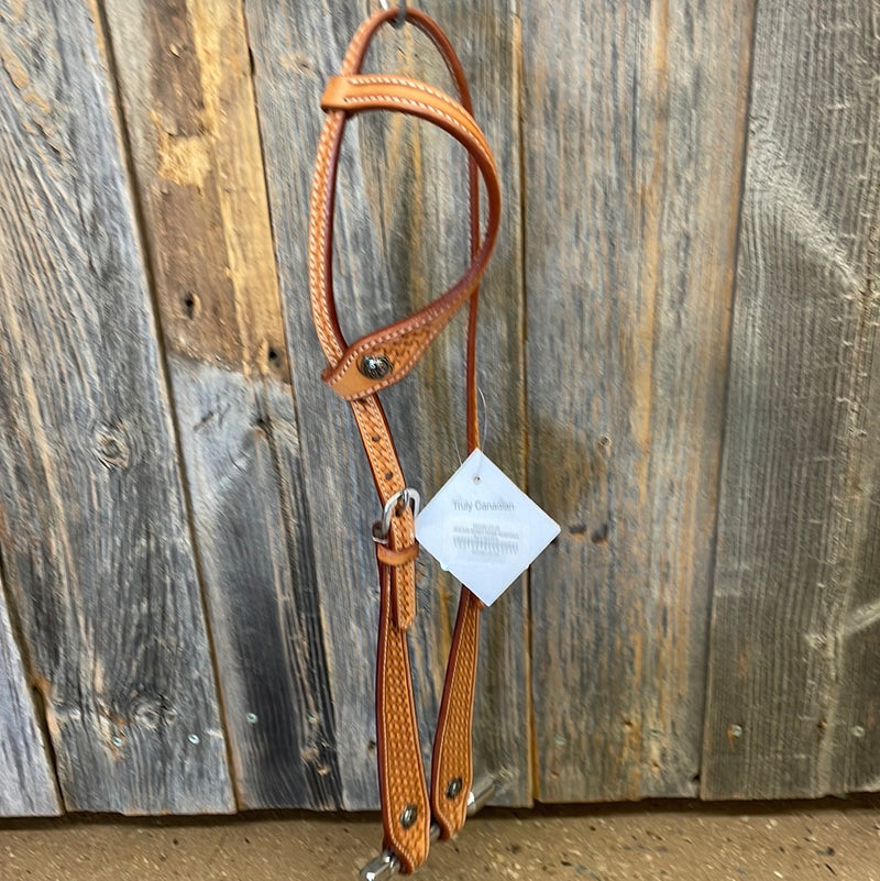 TKDZ3198 Headstall - One Ear Basket Stamp w/ Conchos