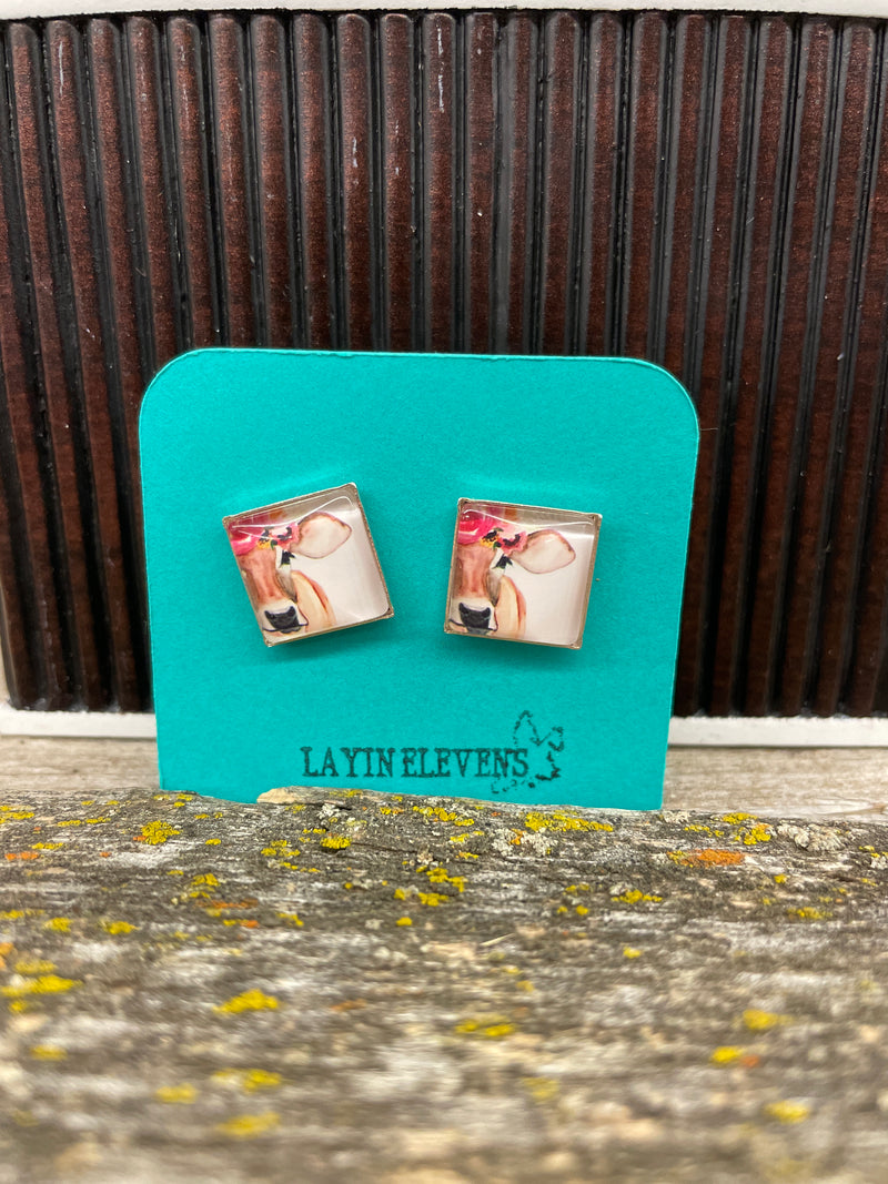 BGLAYINELEVANS--SqCow Layin Elevans Earrings