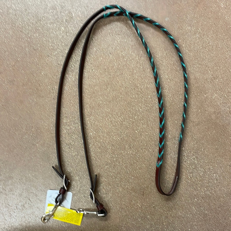 TKWR9006 Laced Barrel Reins with Blood Knot Ties Dark Oil - Assorted