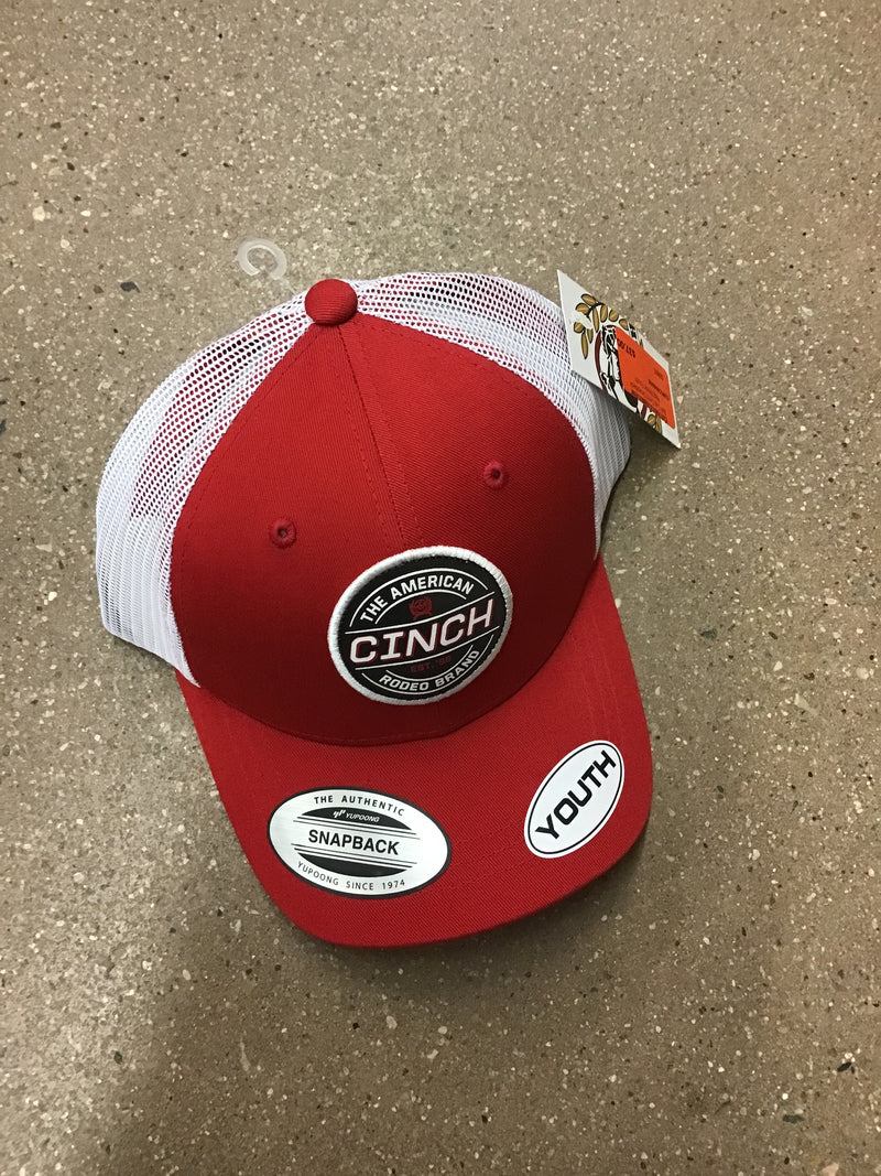 CLMCC606006 Ball Cap Cinch SnapBack Red/White Youth