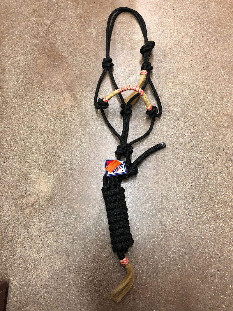 TKRH3314 Halter Braided Rope -Two Tone Rawhide Nose - 10ft Lead