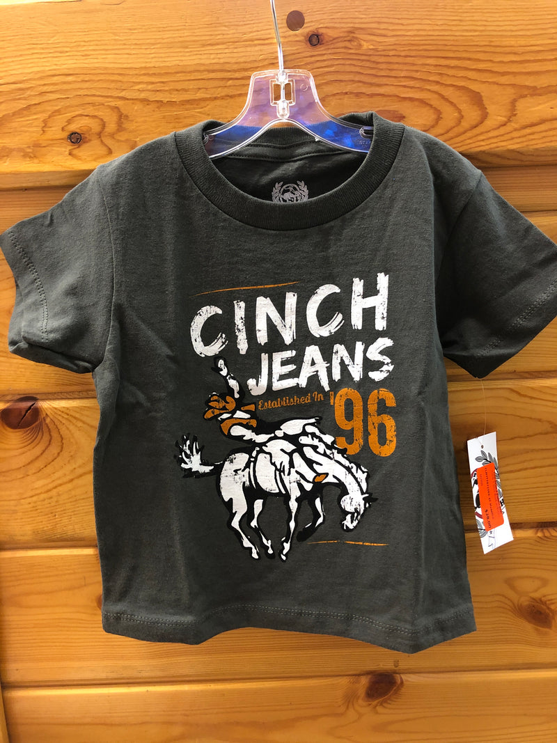 CLMTT7671069-2T-MossGrn Cinch T Shirt Boys w/Bronc