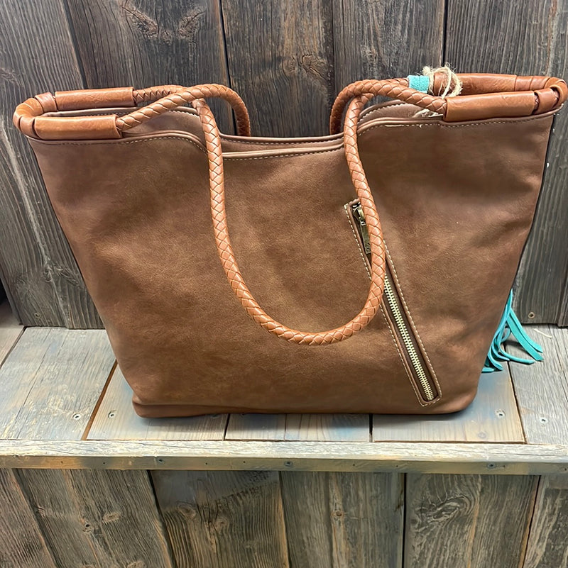 BG22029589 Tote Bag Brown/Multi Embroidered Pattern