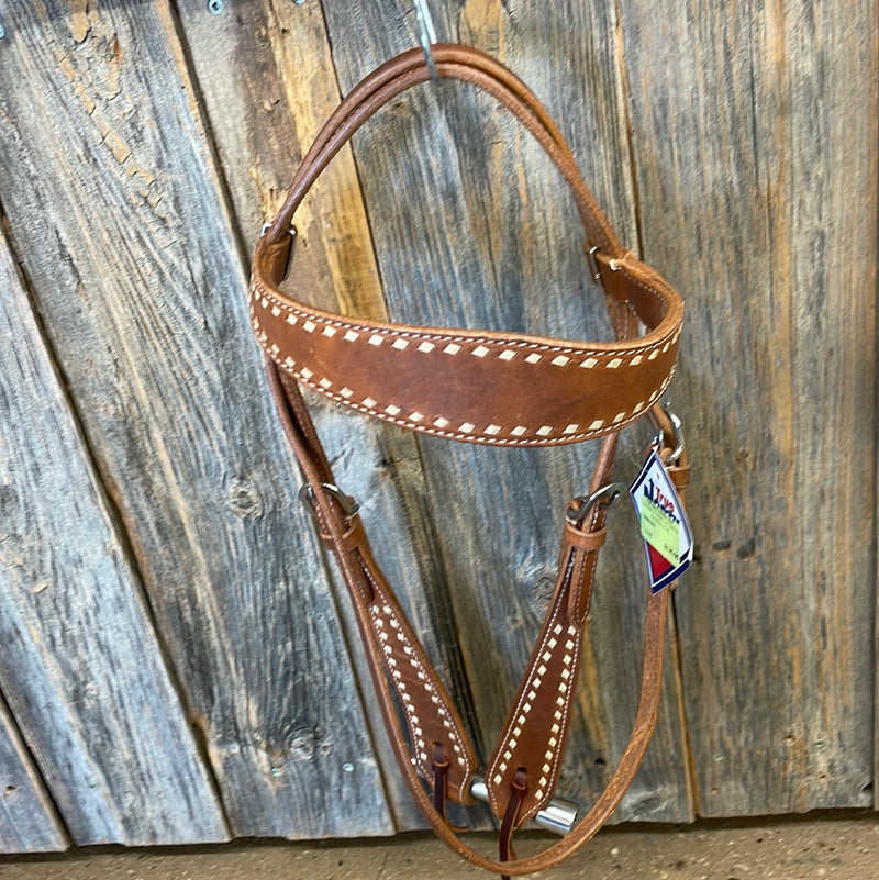 TKWB2264 Headstall Browband w/ Rawhide Buckstitch & Ties