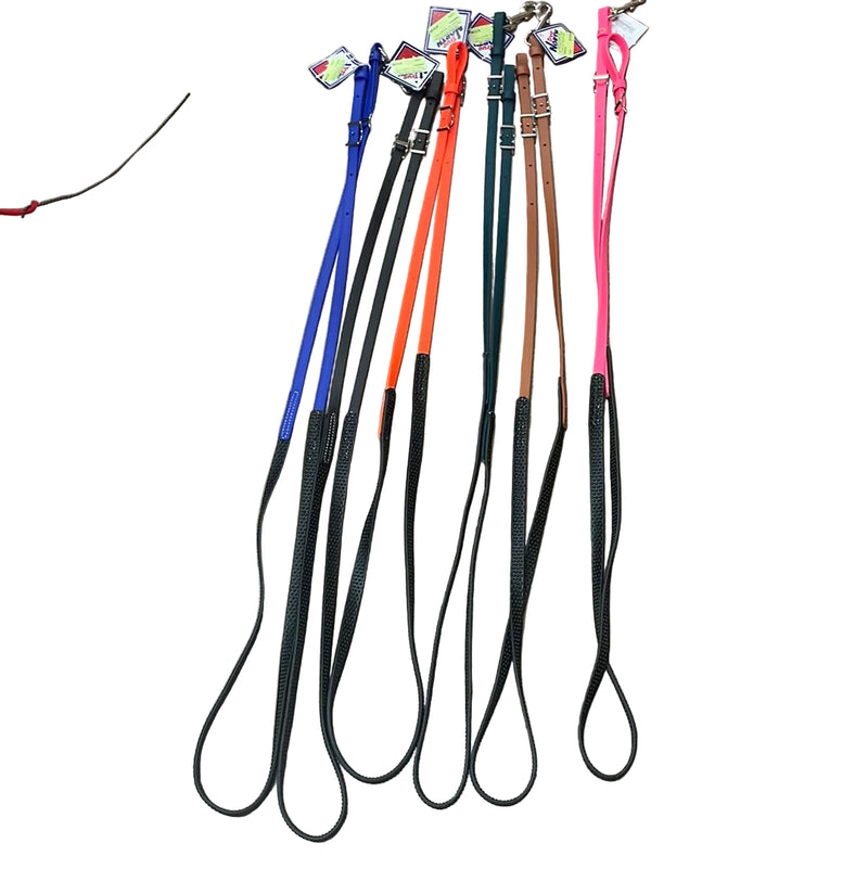 TKBR9516 Beta Flat Roper Reins w/ Center Rubber Grip- Assorted Colors