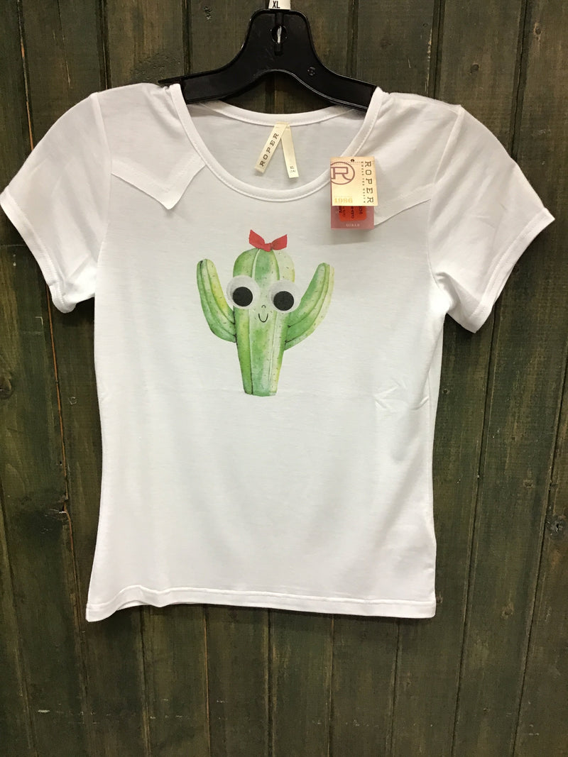 CL03-009-0513-2077-XL-White Girls Roper Jersey Tee  Cactus