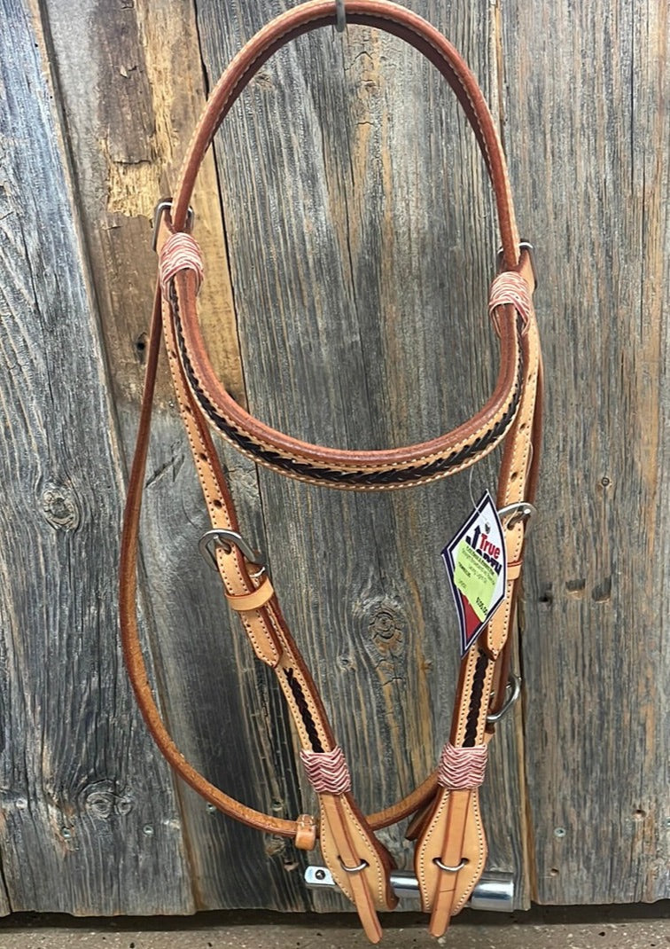 TKWB3135 Straight Browband w/ Rawhide Lacing Light Oil