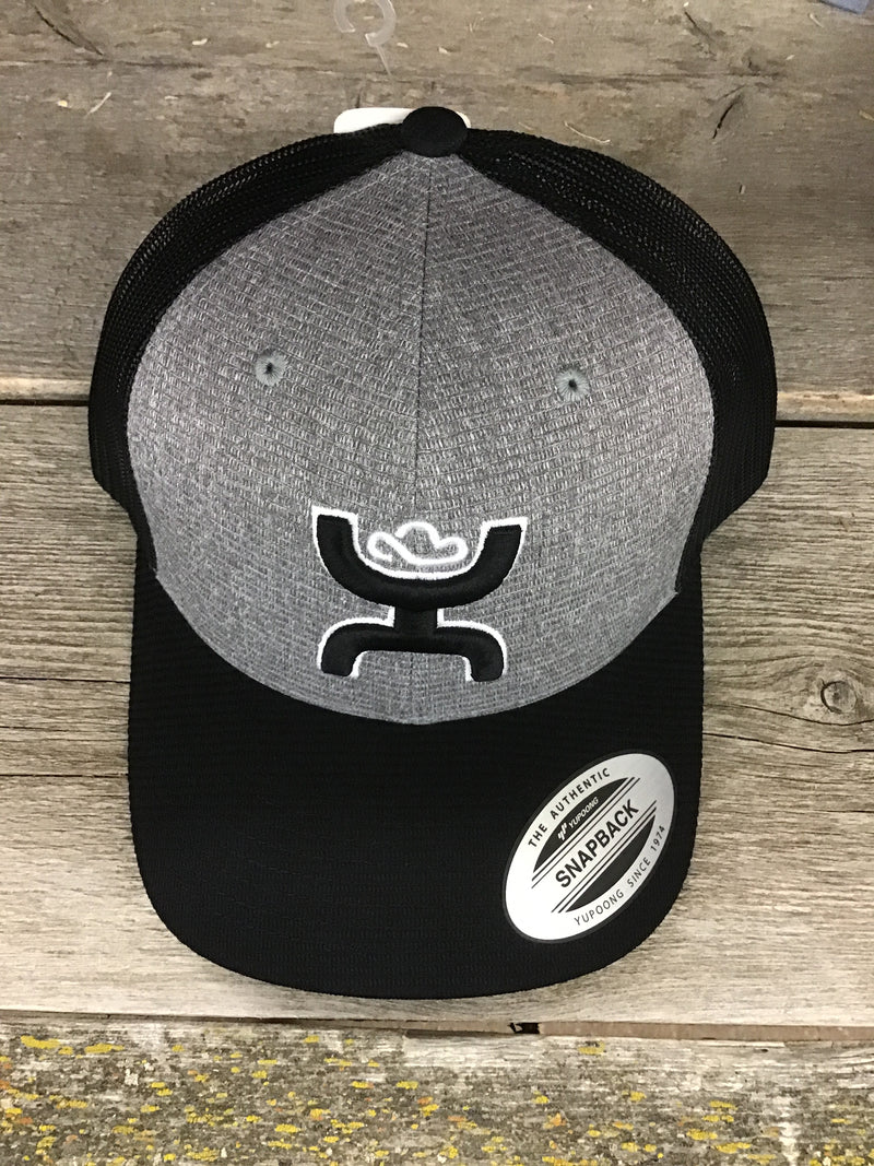 CL2106T-OSFA-Gry/Blk Cap - Hooey - "Sterling" 6-Panel Trucker SnapBack