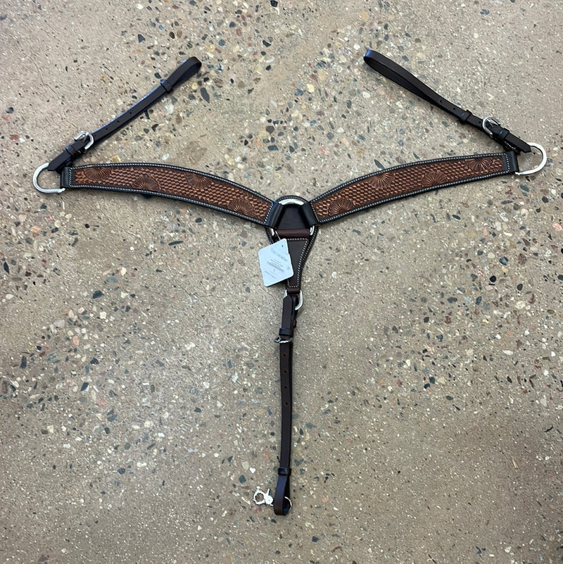 TKBC5039 Breastcollar w/ Carved Sunflower Dark Oil