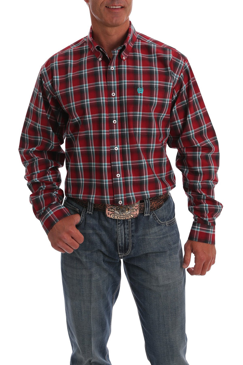 CLMTW1105010-XS-Red Cinch Shirt MENS L/S Plaid