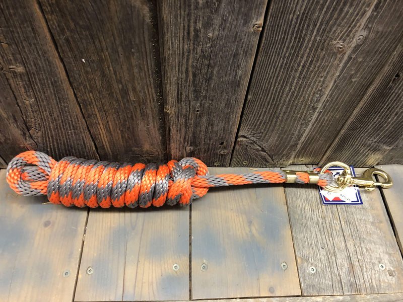 TKLR3940-ORG/GRY Nylon Lead Rope w/ Heavy Brass Bolt 10ft