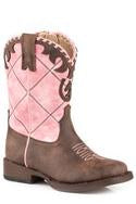 CL09-017-1902-2000-6-Brn Pnk Cowboy Boot Roper "Lacy" Toddlers