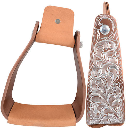 TKSA-SS3--Copper Stirrups Cashel Slanted Engraved 3"x5.5"
