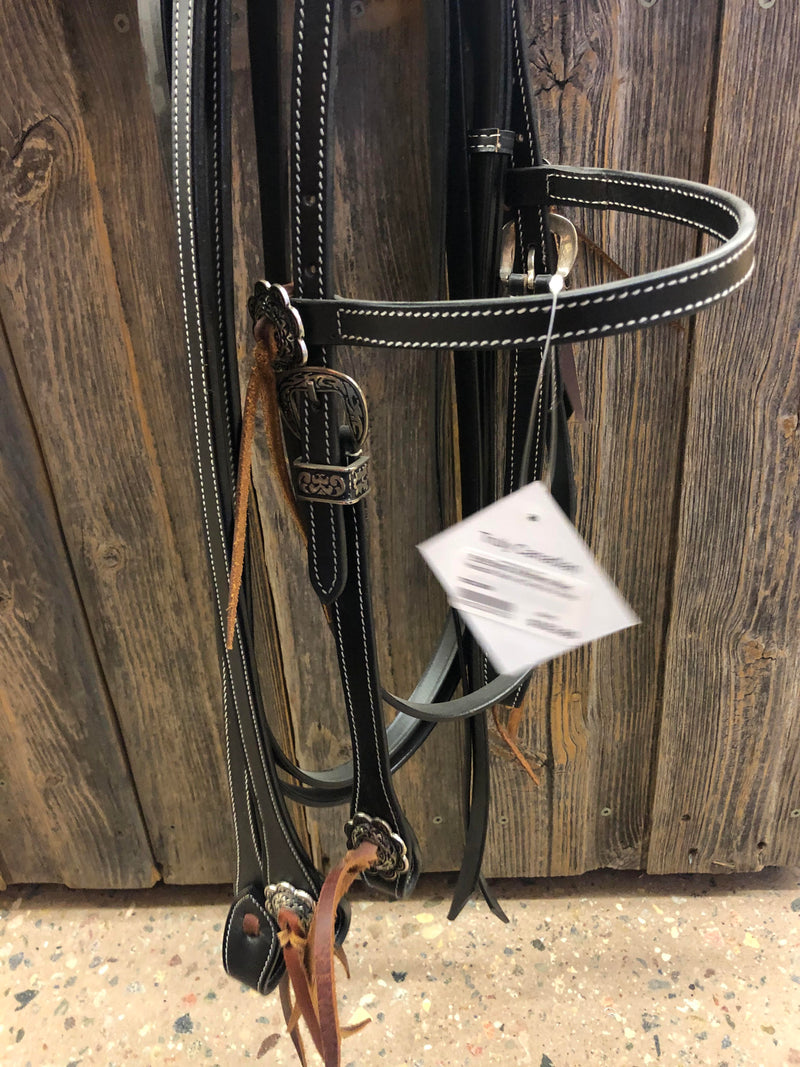 TKDZ2958 Headstall Black w/Concho & Reins