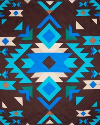 CLSCRFSOUTHWEST--BrnBlue Scarf Silk SouthWest - 34"