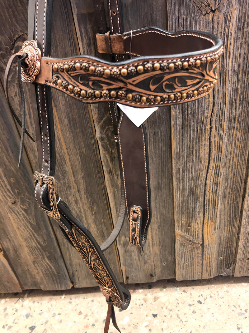 TKDZ4971 Browband Carved Scallop w/ Copper Spots