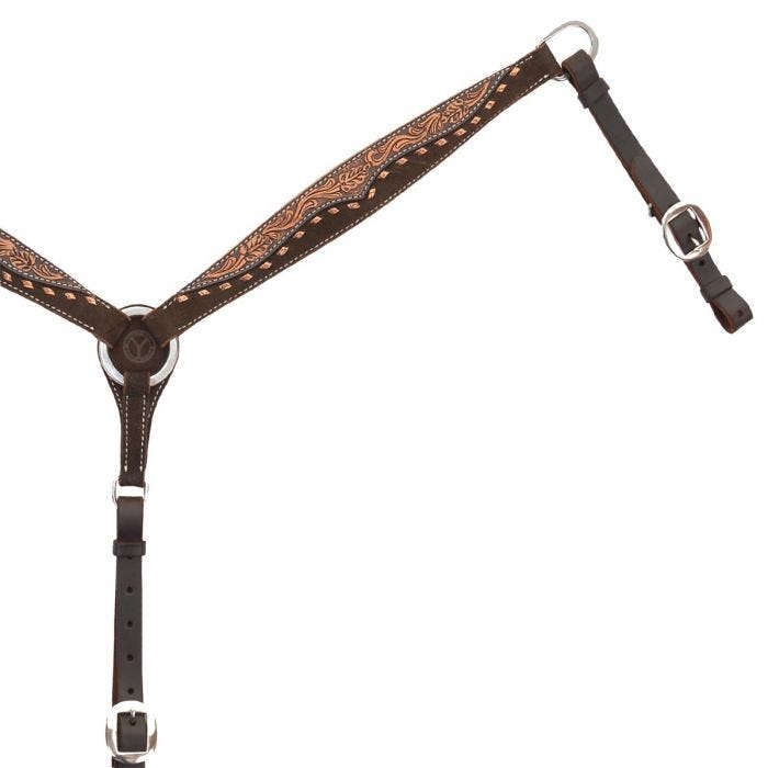 TKX4428-310 Circle Y - Breast Collar - Contour Copper Buckstitch