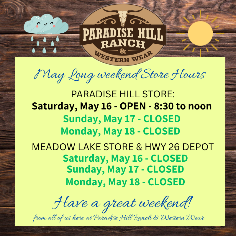 May long weekend store hours
