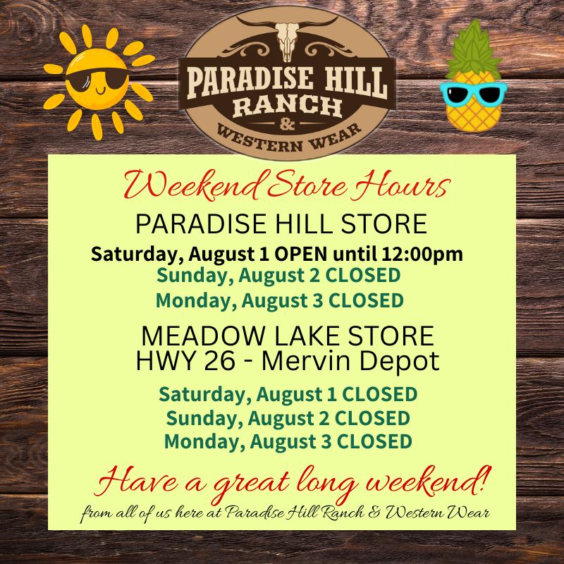 August long weekend -Store Hours