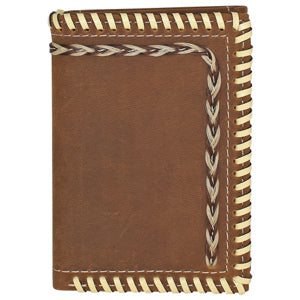 BG23205765W4 Justin Trifold Wallet Brown w/ Horse Hair