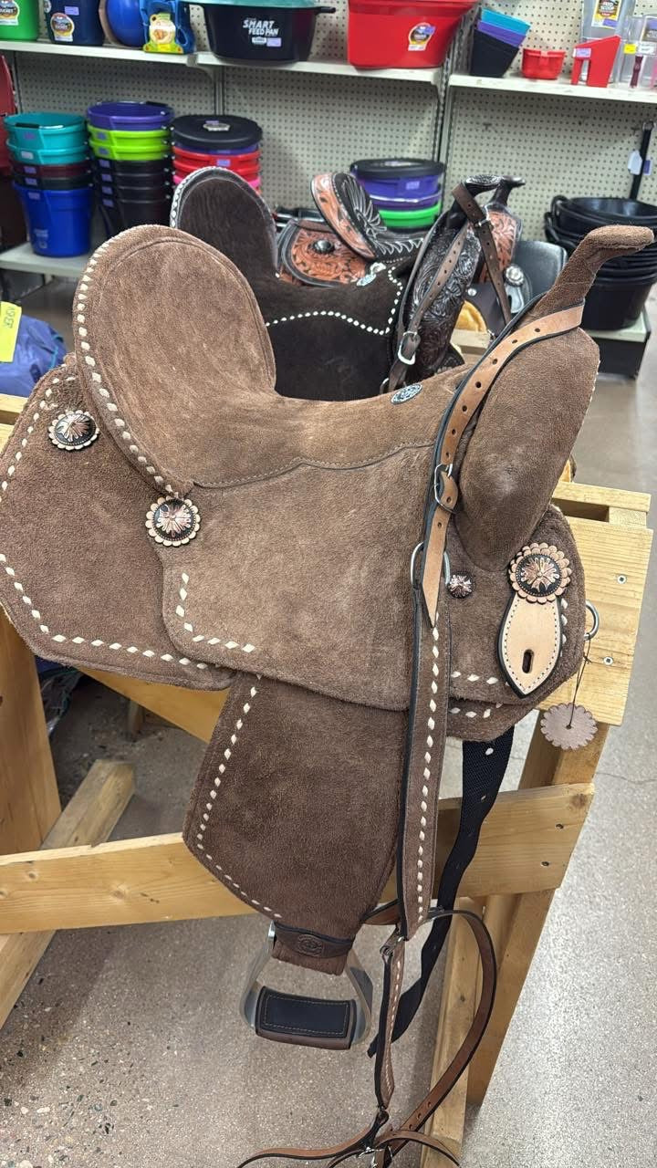 TK50054 Barrel Saddle Super Lite 14" Tan/Tan Buckstitch