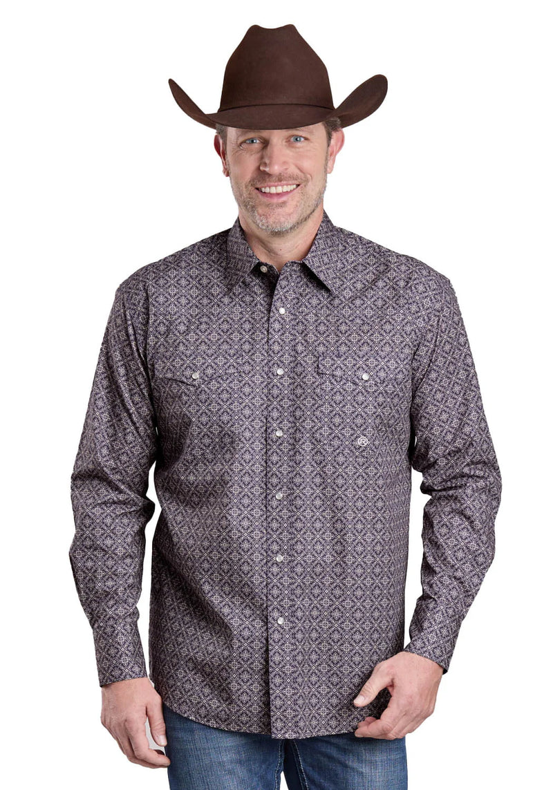 CL03-001-0225-6028 Plum Men's Roper Flourad L/S Shirt