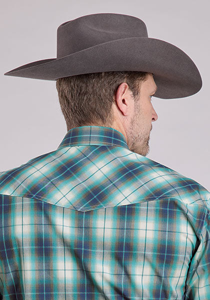 CL03-001-0778-7038-MT-Blue  Men's Roper Bluejay Plaid L/S Shirt