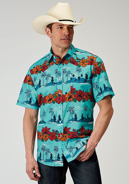 CL03-002-0064-0318 Mens S/S Roper Shirt Hawaiian Print