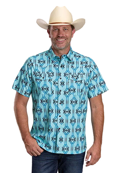 CL03-002-0126-5102 Men's Roper Active S/S Button up- Blue Serape